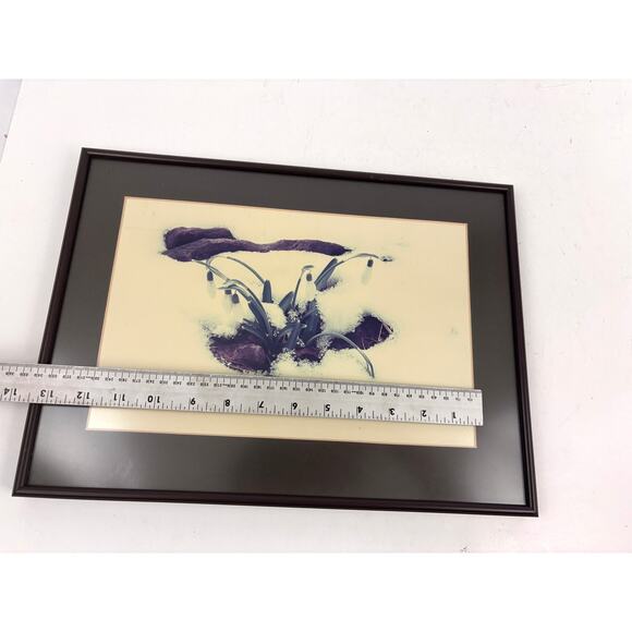 Vintage White Flower in Snow Print Matted and Framed Wall Decor Art - Picture 8 of 10